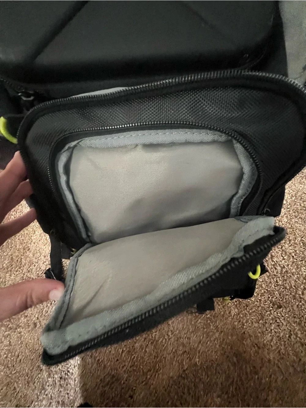 Nourak Black Camera Backpack with Neon Yellow Accents